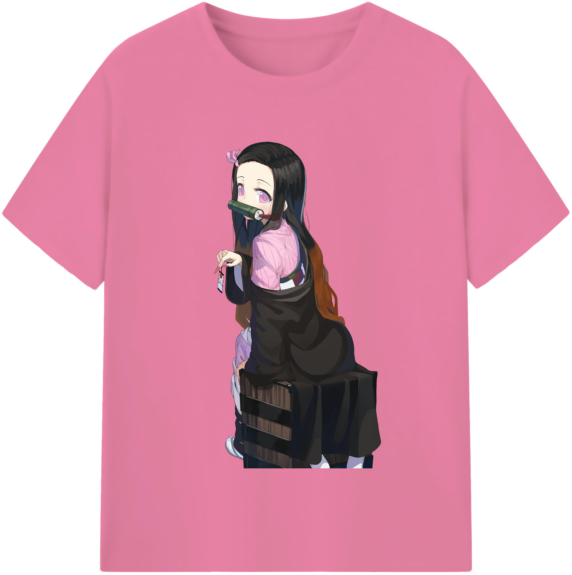 （画像用） 鬼滅の刃（きめつのやいば）竈門 禰󠄀豆子／かまど ねずこ Kamado Nezuko 綿100％半袖Tシャツ（フロントプリント）